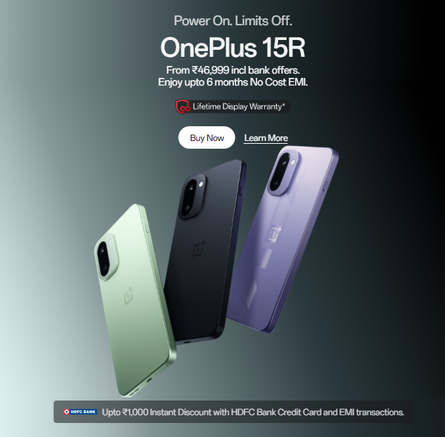 Exclusive Deal: OnePlus 15R Up To Rs.3,000 Off