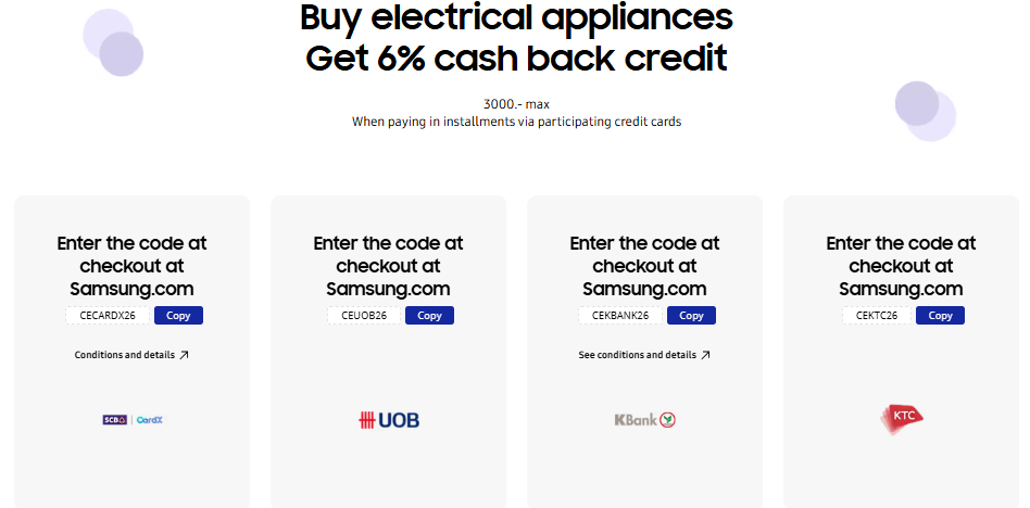 Exclusive 6% Cashback On Samsung With Code